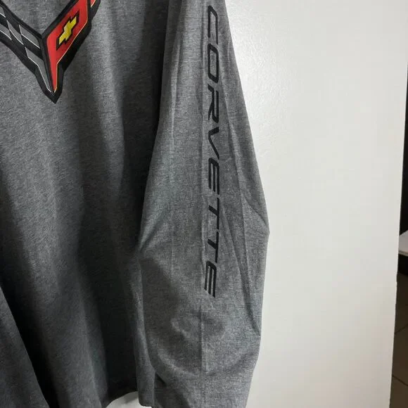 C8 Corvette Long Sleeve New Era T-Shirt Gray Logo Mens Pullover Sz 2XL - Picture 5 of 7